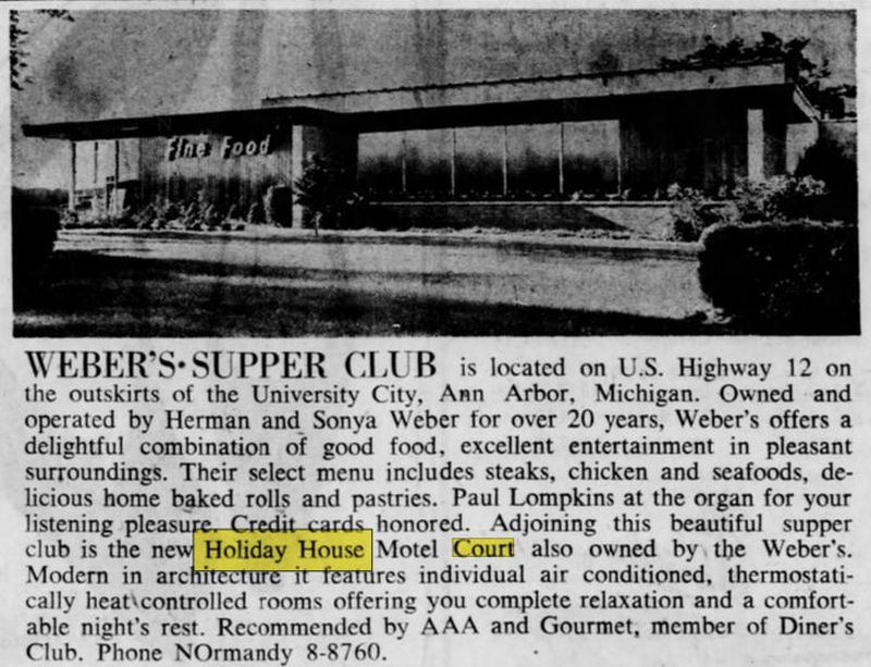 Webers Holiday House Motel - Oct 1961 Article (newer photo)